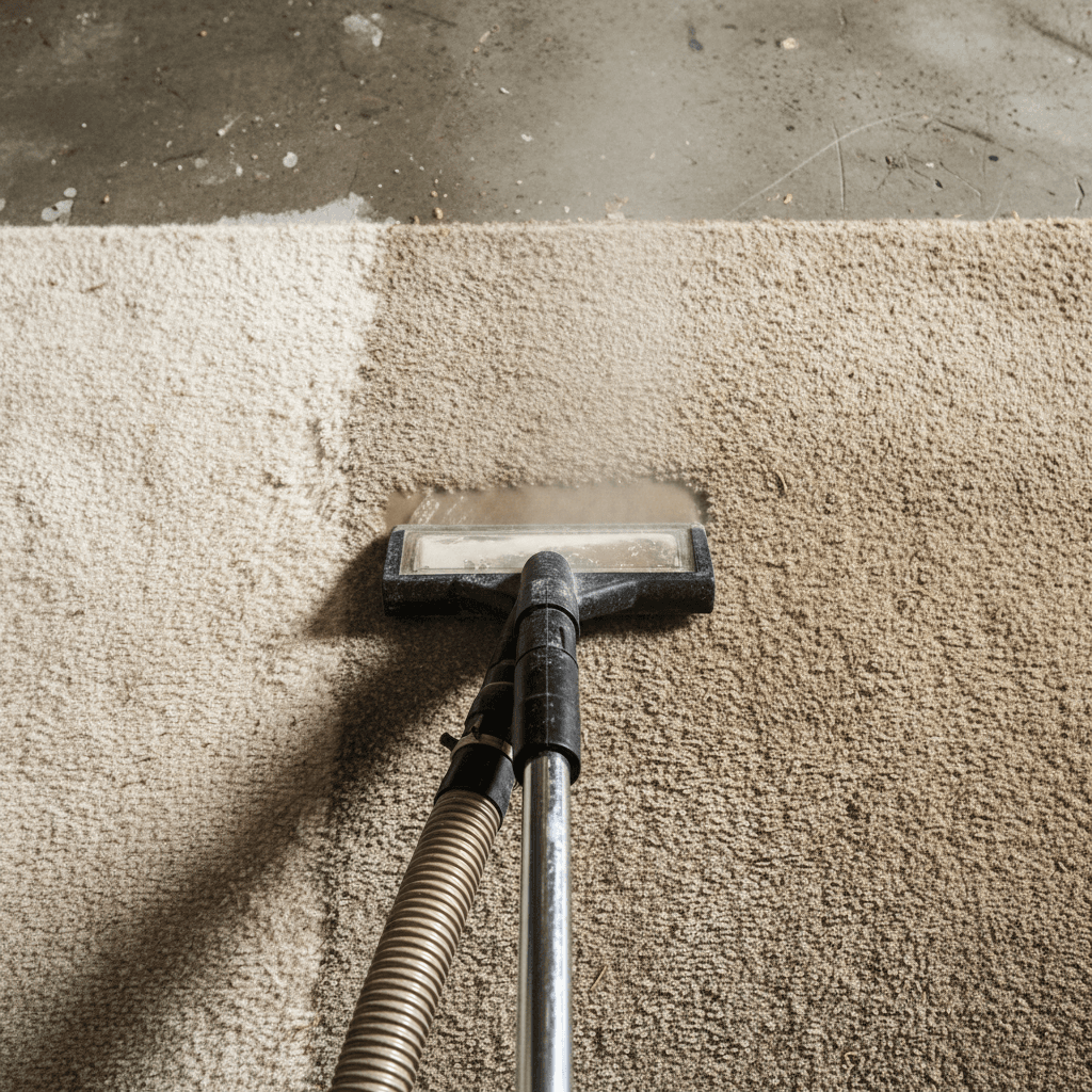 Professional carpet steam cleaning equipment in action